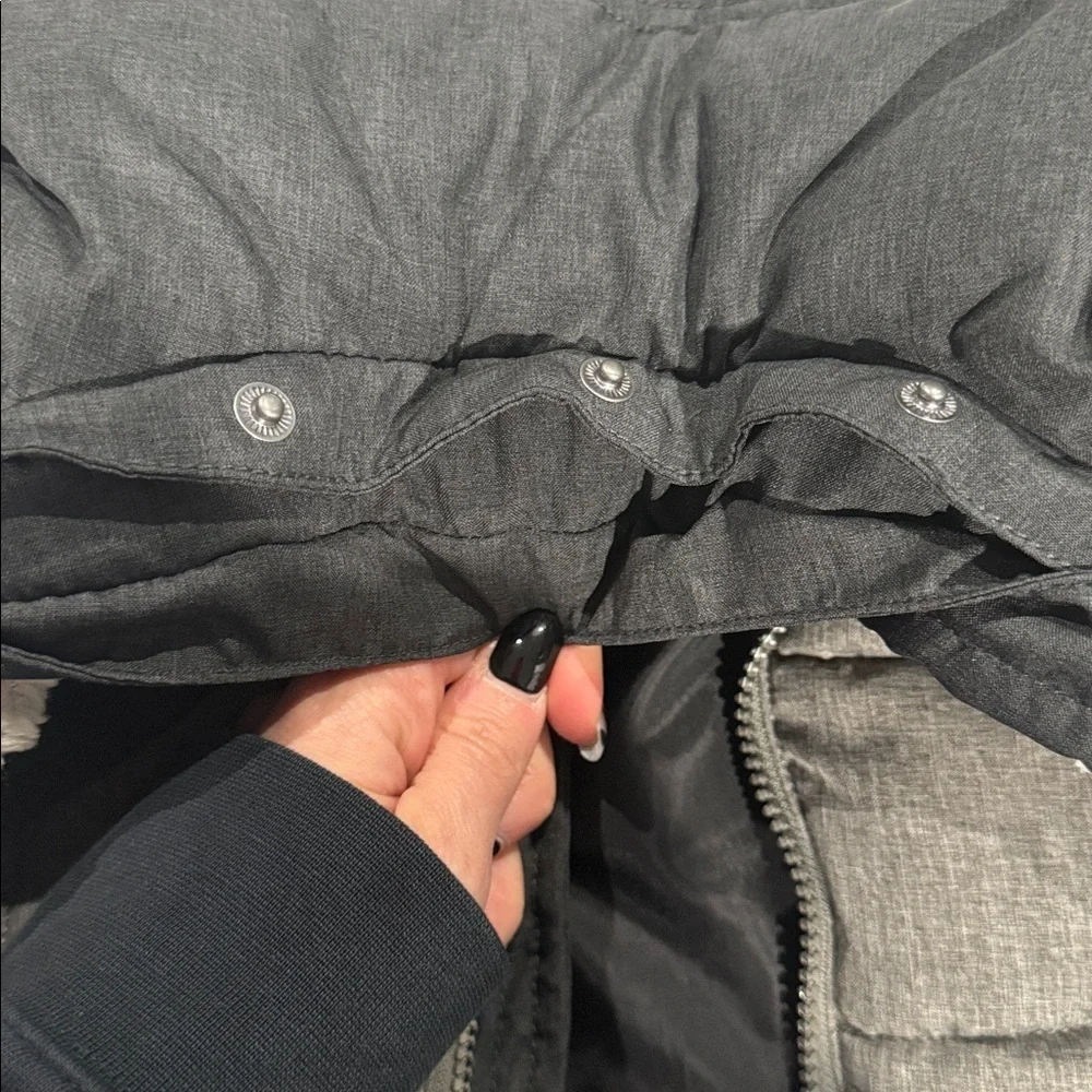 H&M Charcoal Gray Puffer Vest with Detachable Hood